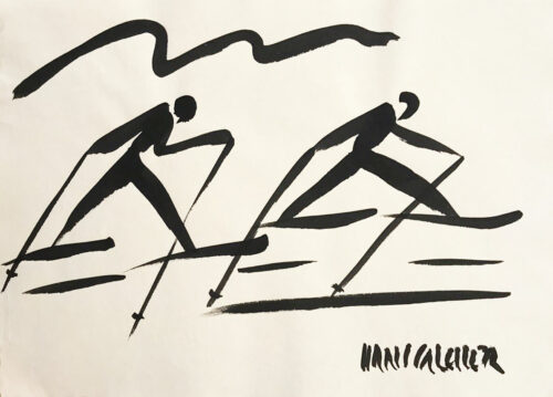 Hans Salcher 绘画: Cross-country skiing