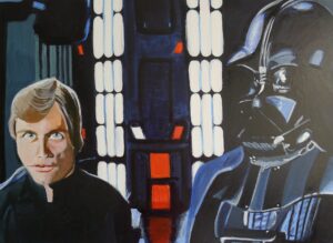 Luke And His Father Darth Vader On The Death Star Star Wars Painting Anne Suttner