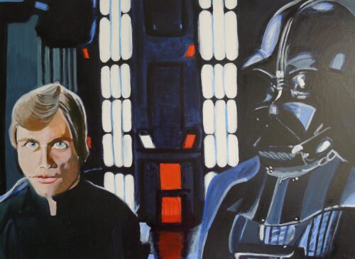 Anne Suttner 図面: Luke and his father Darth Vader on the Death Star