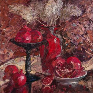 Venetian Vase And Pomegranates Painting Sergey Sovkov